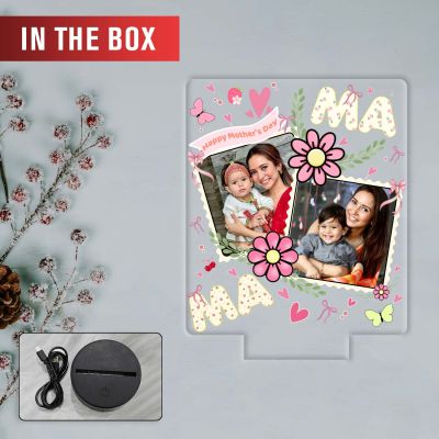 Personalized Mom Photo UV Print LED Night Lamp Mothers Day Gift Warm White Light